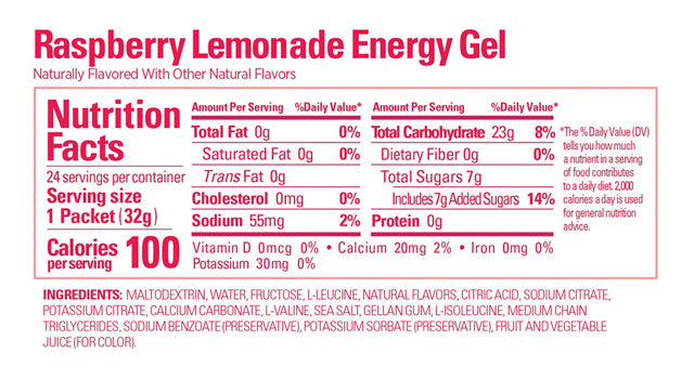 GU Energy Gel - Raspberry Lemonade, Box of 24