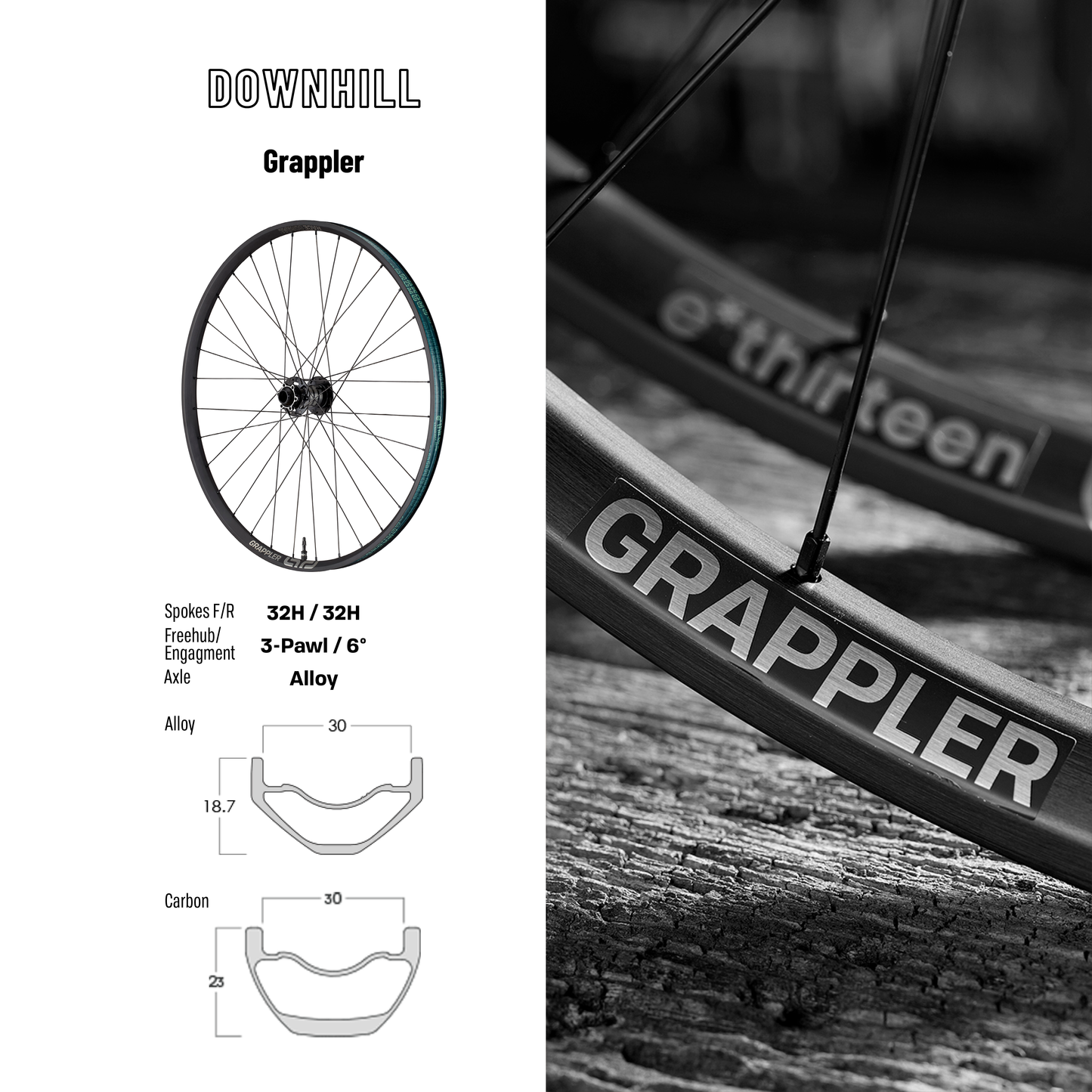 e*thirteen Grappler Race Carbon Downhill Wheels