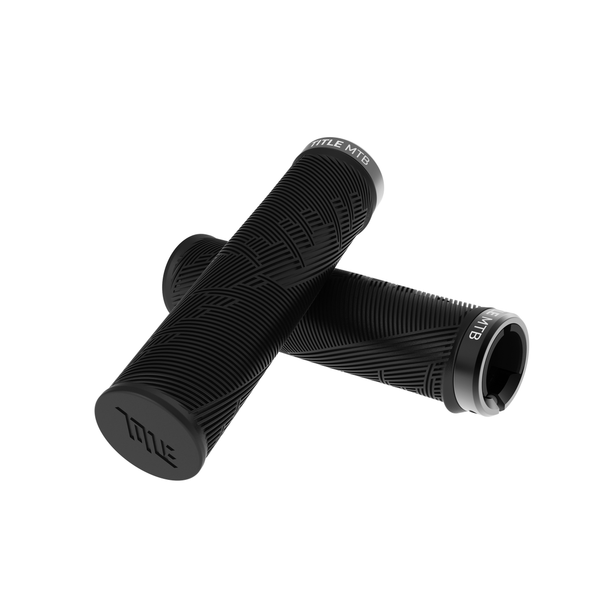 TITLE MTB FORM XL lock-on grips in Black, angled detail view