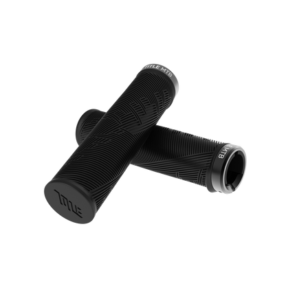 TITLE MTB FORM XL lock-on grips in Black, angled detail view