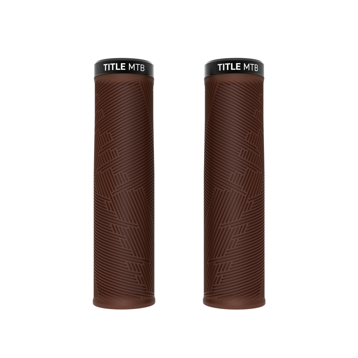 TITLE MTB FORM XL lock-on grips in Dark Brown, pair front view